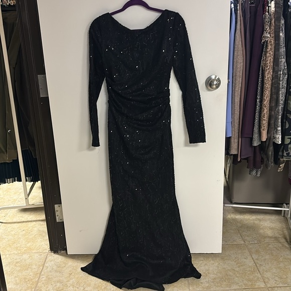 Talbot Runhof Sequin Modest Rushed Formal Maxi Dress - Picture 1 of 11